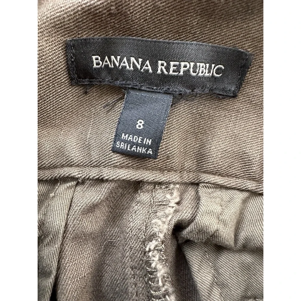 Banana Republic Cargo Pants Womens 8 Brown Excellent High Rise Cotton Linen Wide
